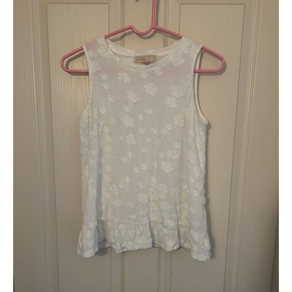 White sleeveless floral texture Michael Kors pullover top size‎ women's S